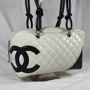 CHANEL Cambon Bowler Bag with Black Trim
